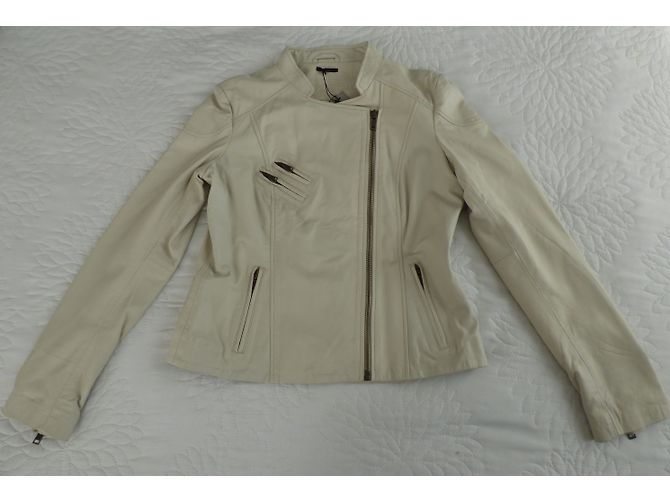 Ikks Biker-Jacke aus Lammleder Eggshell XL Aus weiß - Ansicht 4