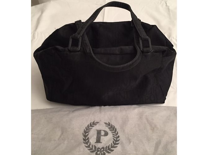 Borsa Pollini in tela monogrammata nera Nero - vista 3