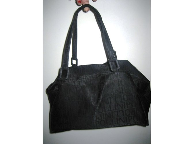 Borsa Pollini in tela monogrammata nera Nero - vista 4