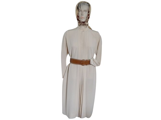 Autre Marque Jean Bailly Kleid aus beigem Polyester-Krepp - Ansicht 2