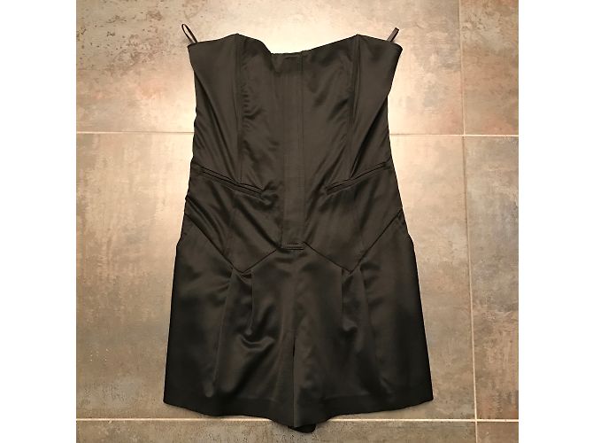 Mono Pinko Negro de Viscosa con Acabado Satinado - vista 3