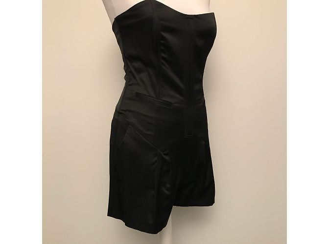 Mono Pinko Negro de Viscosa con Acabado Satinado - vista 5