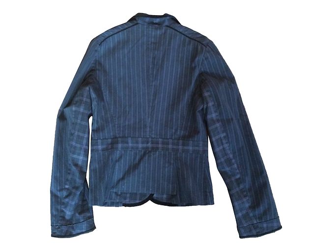 Giacca One Step in cotone nera con sottili strisce viola Taglia 38 Nero - vista 2