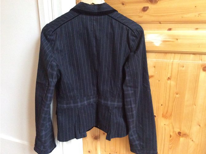 Giacca One Step in cotone nera con sottili strisce viola Taglia 38 Nero - vista 8
