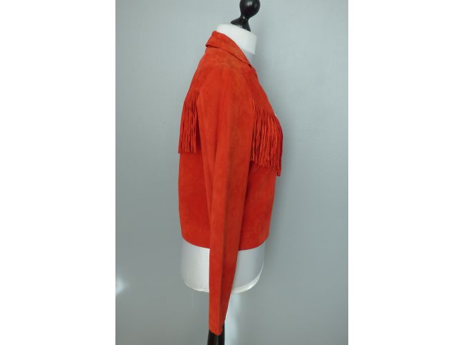 Ikks Lederjacke in Rot mit Fransen Größe L - Ansicht 12