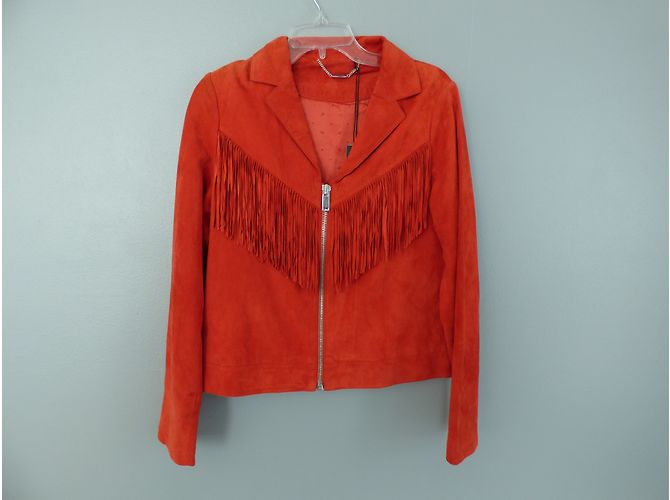 Ikks Lederjacke in Rot mit Fransen Größe L - Ansicht 14
