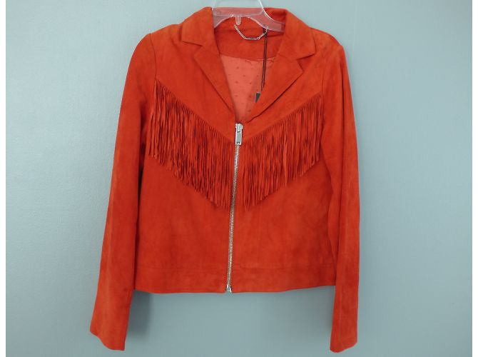 Ikks Lederjacke in Rot mit Fransen Größe L - Ansicht 3