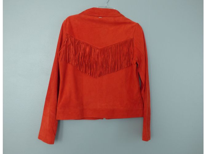 Ikks Lederjacke in Rot mit Fransen Größe L - Ansicht 4