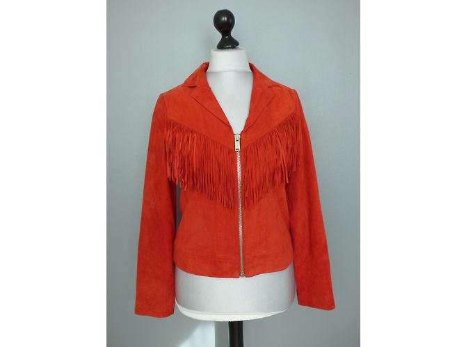 Ikks Lederjacke in Rot mit Fransen Größe L - Ansicht 7