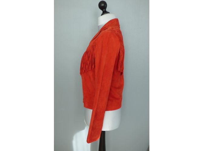 Ikks Lederjacke in Rot mit Fransen Größe L - Ansicht 9