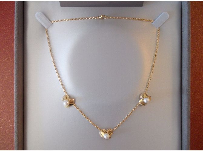 Set gioielli Poiray Petals Collana e Orecchini Oro Giallo Perla Diamante D'oro - vista 6