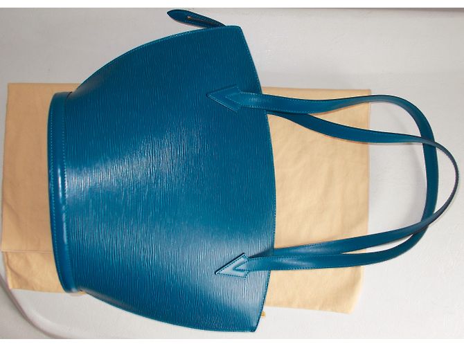 Louis Vuitton St Jacques Tote in pelle blu - vista 4