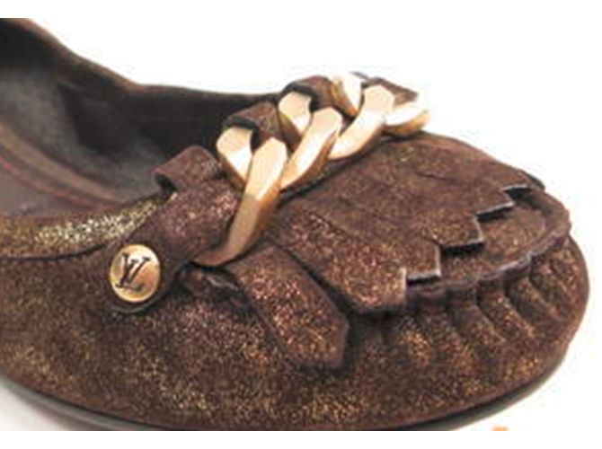 Louis Vuitton Bailarinas de piel marrón dorado Castaño - vista 3