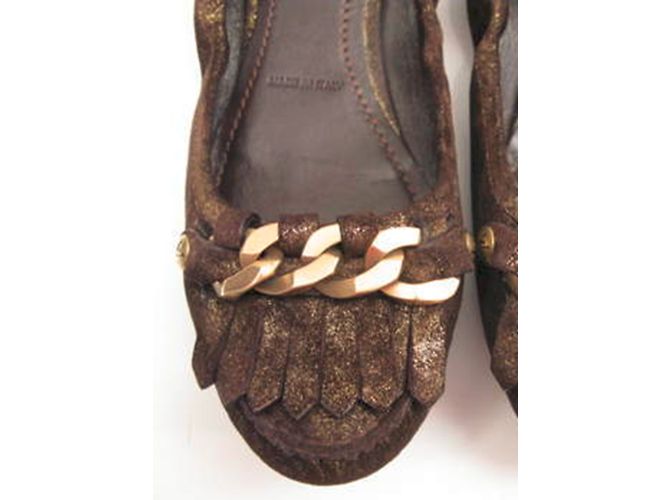 Louis Vuitton Bailarinas de piel marrón dorado Castaño - vista 5