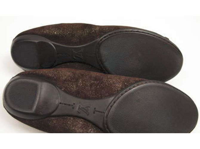 Louis Vuitton Bailarinas de piel marrón dorado Castaño - vista 8