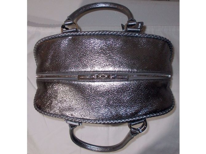 Gianni Versace Borsa Bowling Argento in Pelle Grigio Metallico - vista 6