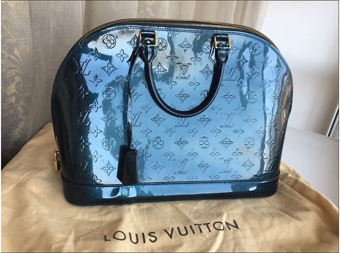 Louis Vuitton Bleu Nuit Monogram Vernis Alma GM Blu - vista 3