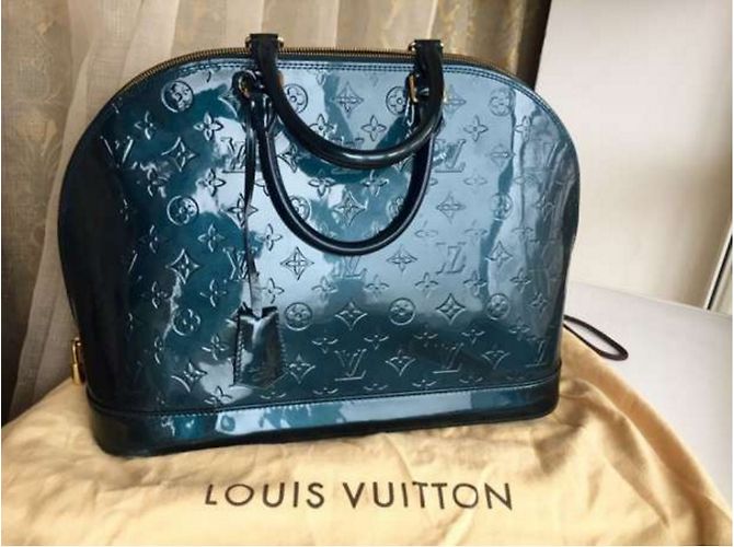 Louis Vuitton Bleu Nuit Monogram Vernis Alma GM Blu - vista 4