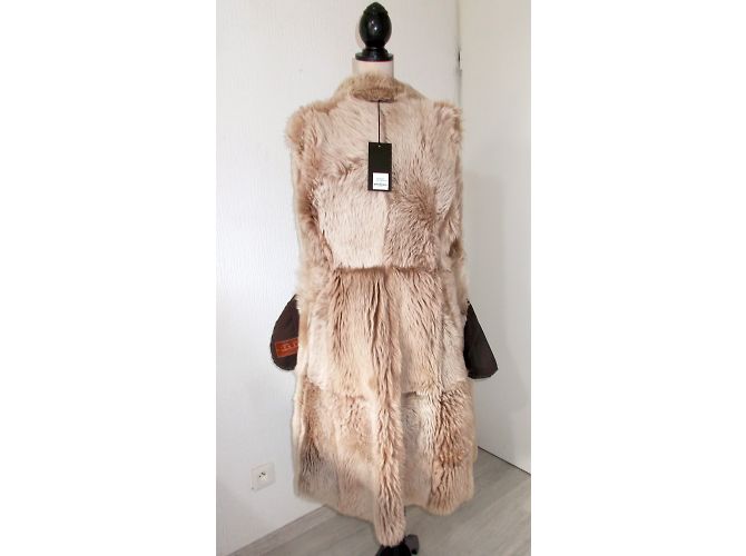 Autre Marque Texas Lammfellmantel Beige Taupe Braun - Ansicht 10