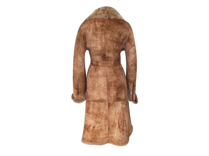 Autre Marque Texas Lammfellmantel Beige Taupe Braun - Ansicht 2