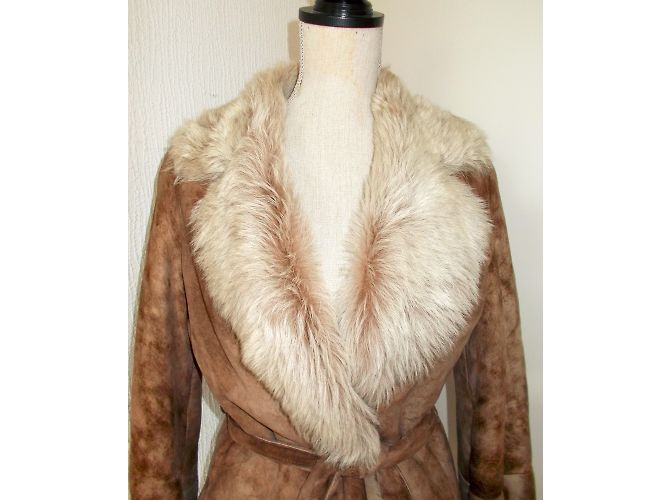 Autre Marque Texas Lammfellmantel Beige Taupe Braun - Ansicht 4