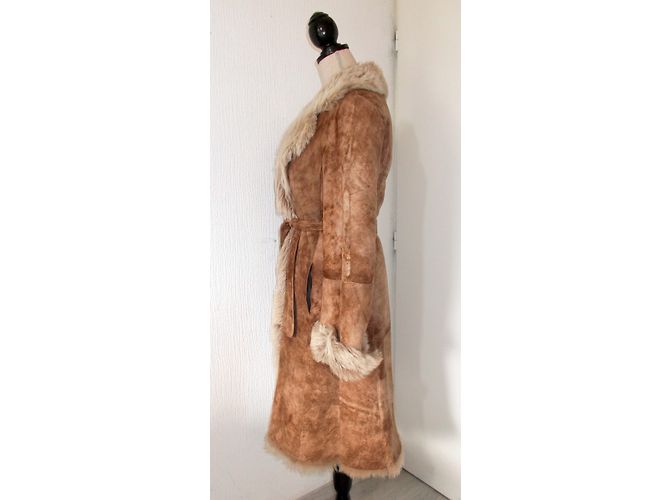 Autre Marque Texas Lammfellmantel Beige Taupe Braun - Ansicht 6