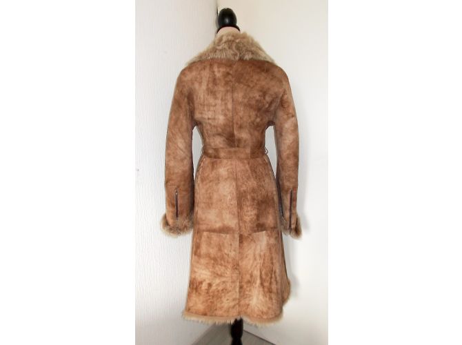 Autre Marque Texas Lammfellmantel Beige Taupe Braun - Ansicht 7