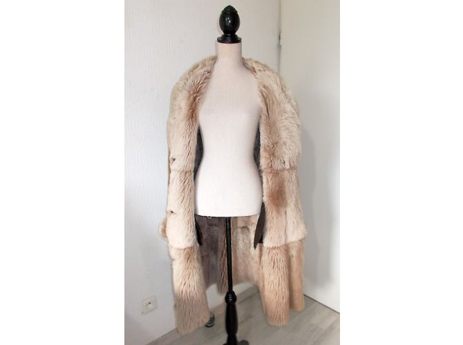 Autre Marque Texas Lammfellmantel Beige Taupe Braun - Ansicht 9
