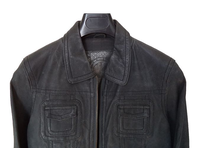 Autre Marque Grey Leather and Wool Jacket - view 2