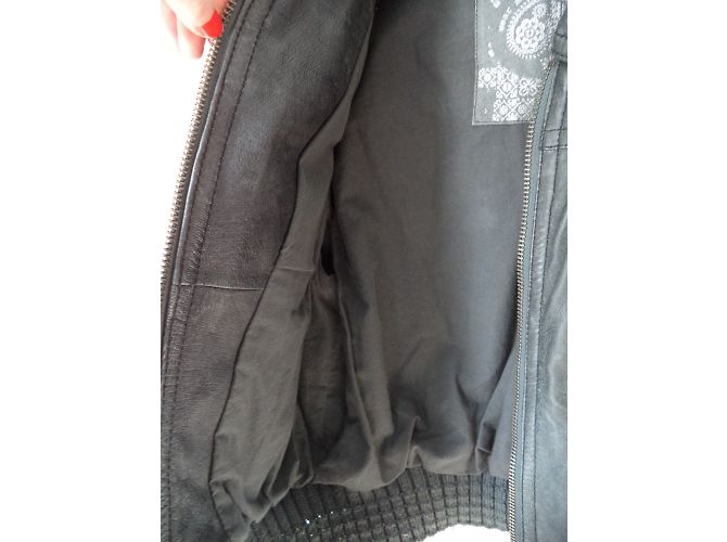 Autre Marque Grey Leather and Wool Jacket - view 6