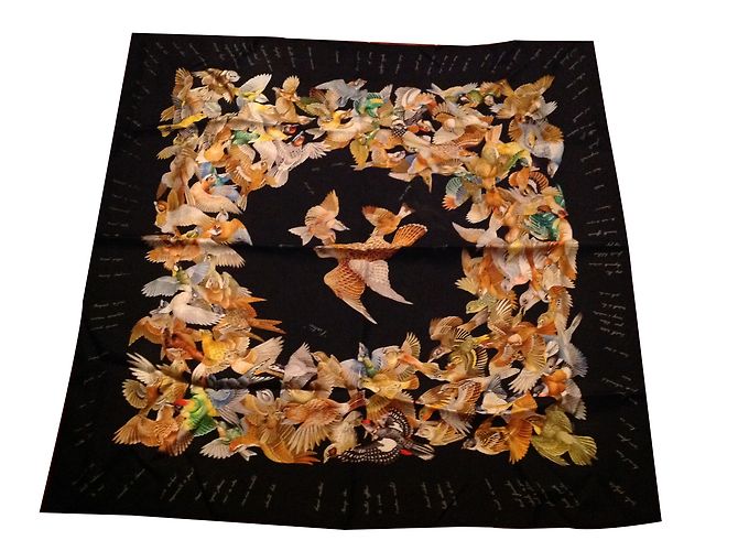 Hermès Silk scarf Black Blue Yellow - view 2