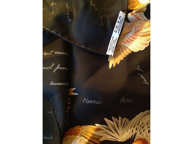 Hermès Silk scarf Black Blue Yellow - view 6