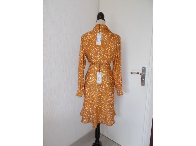 René Lezard Silk Polka Dot Blouse Beige Orange - view 10