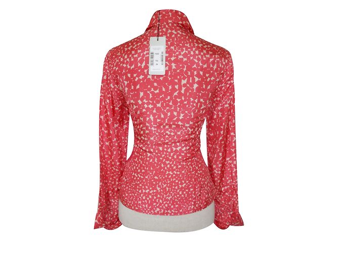 René Lezard Camicetta in seta rosso corallo Beige - vista 2