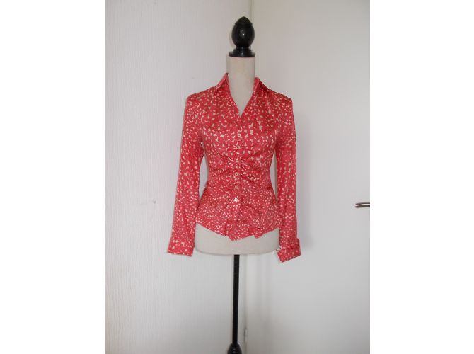 René Lezard Camicetta in seta rosso corallo Beige - vista 3