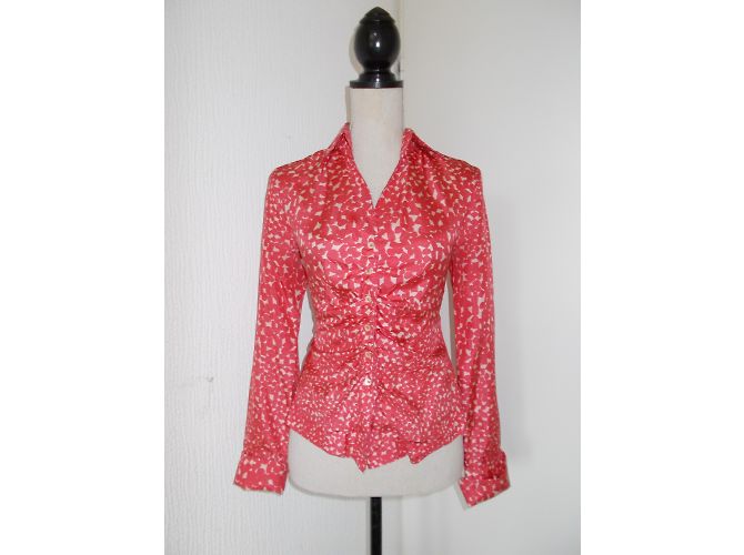 René Lezard Camicetta in seta rosso corallo Beige - vista 4