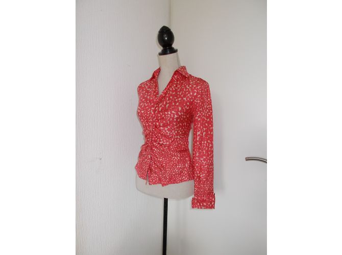 René Lezard Camicetta in seta rosso corallo Beige - vista 6