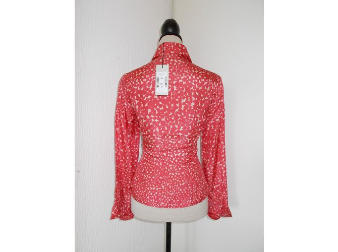 René Lezard Camicetta in seta rosso corallo Beige - vista 7