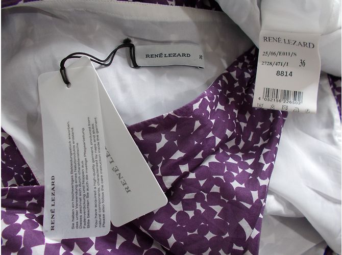 Abito René Lezard in seta viola e bianco Porpora - vista 9