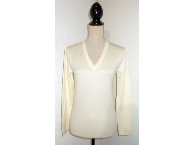 Calvin Klein Merinowolle V-Ausschnitt Pullover Eggshell M Aus weiß - Ansicht 3