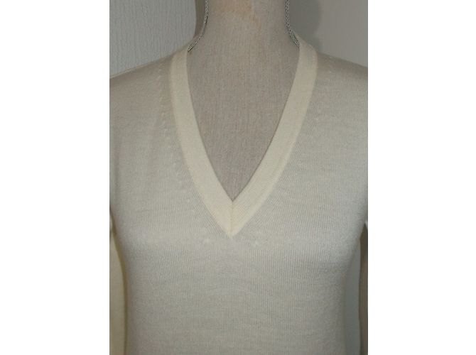 Calvin Klein Merinowolle V-Ausschnitt Pullover Eggshell M Aus weiß - Ansicht 4