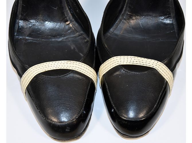 Décolleté Barbara Bui in Pelle Nero e Crema 38 Marrone Bianco - vista 3
