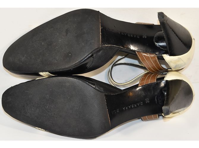 Décolleté Barbara Bui in Pelle Nero e Crema 38 Marrone Bianco - vista 5