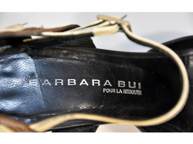 Décolleté Barbara Bui in Pelle Nero e Crema 38 Marrone Bianco - vista 7