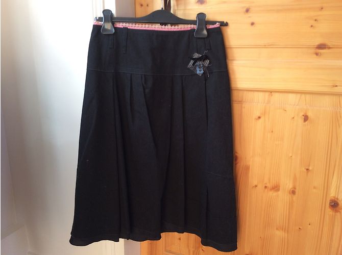Gonna One Step nera gessata in cotone taglia 38 Nero - vista 3
