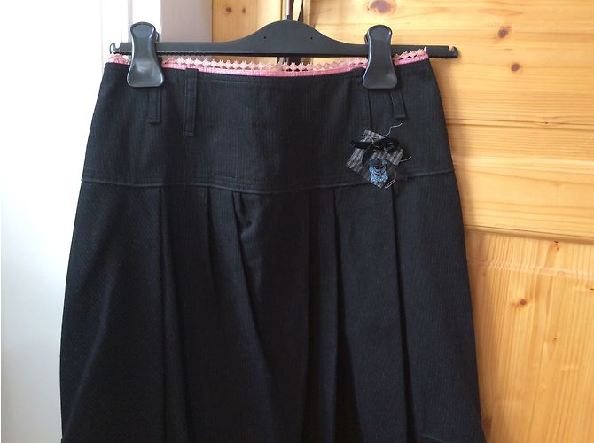 Gonna One Step nera gessata in cotone taglia 38 Nero - vista 5