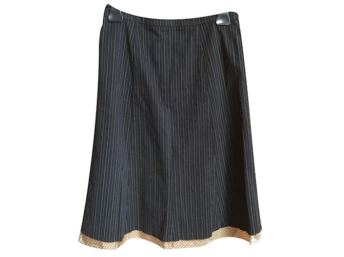 Falda One Step negra de rayas de algodón talla 38 Negro - vista 2