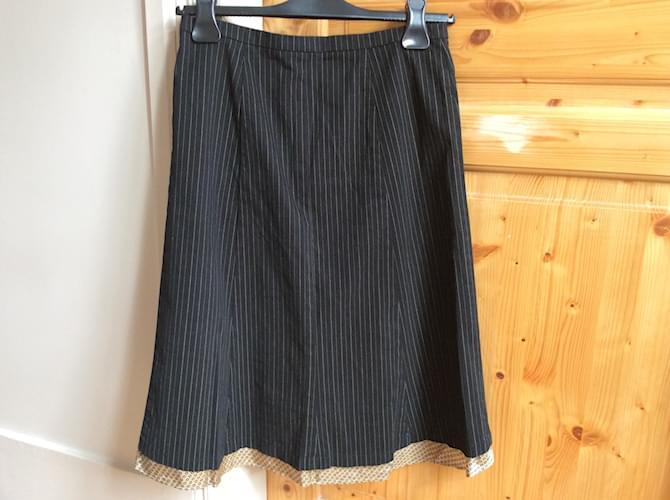 Falda One Step negra de rayas de algodón talla 38 Negro - vista 6