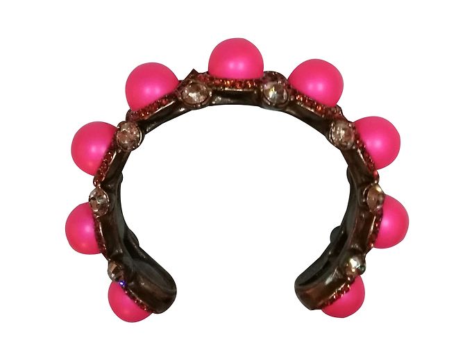 Pulseira Lanvin de Cobre com Contas Rosa e Strass - vista 2
