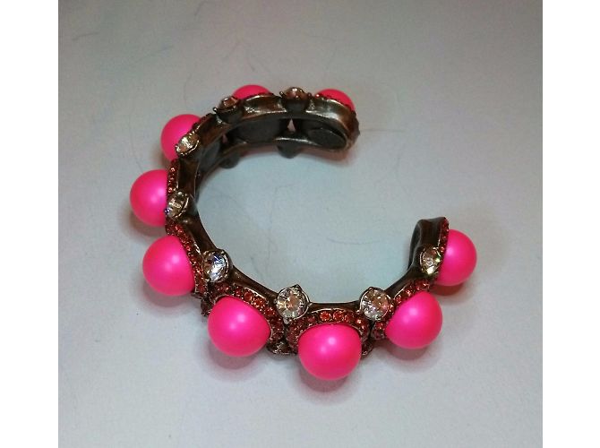 Pulseira Lanvin de Cobre com Contas Rosa e Strass - vista 3